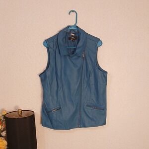 Dennis Basso Blue Sleeveless Vest